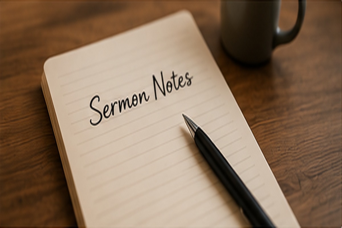 Sermon notes on a notebook